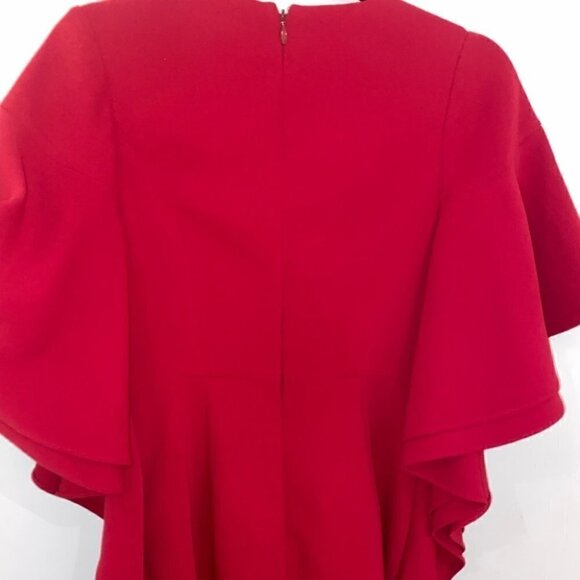HALSTON Heritage  V-neck Flounce Sleeve Crepe Dress Size 0 - Picture 9 of 17